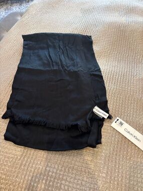 Calvin Klein Black Lightweight Scarf with Logo Tag